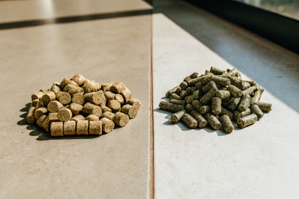 Pellet comparison Comparison of two side clump formed tofu pellets (ID#5)